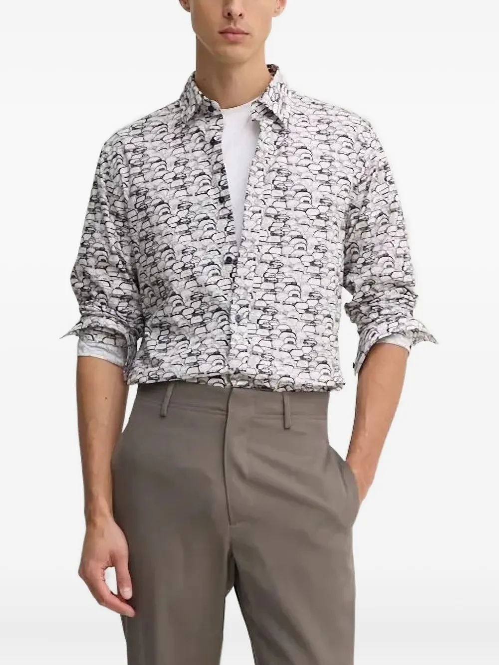 Joop! car-print shirt Zwart