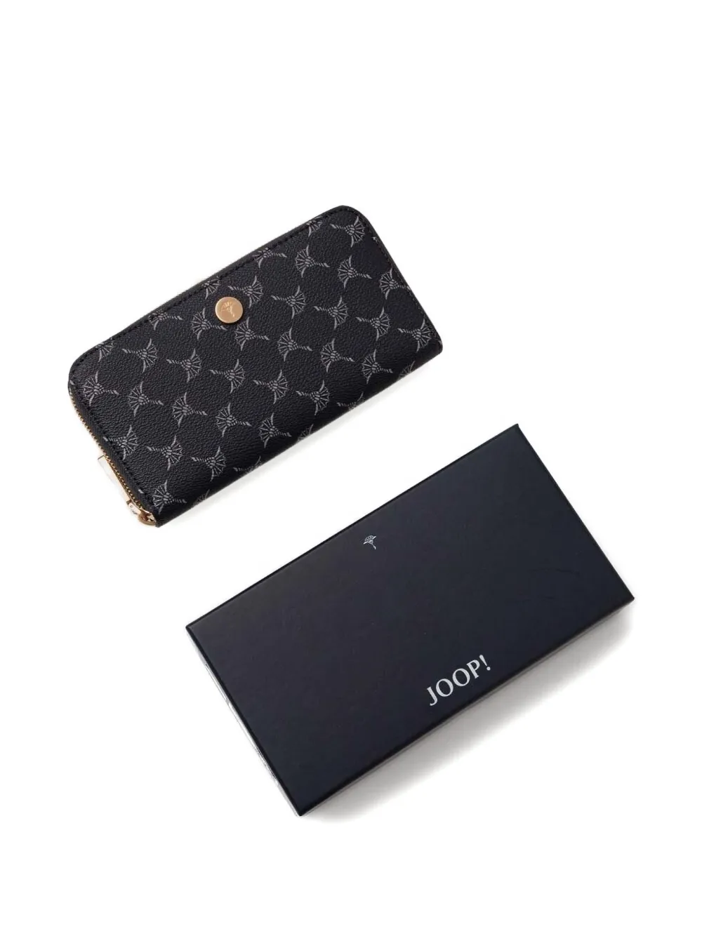 Joop! Portemonnee met logoplakkaat en rits - Blauw