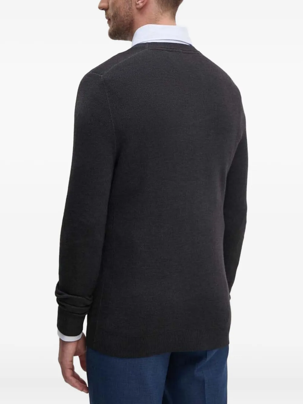 Joop Textured-knit Crew-neck Sweater In Gray