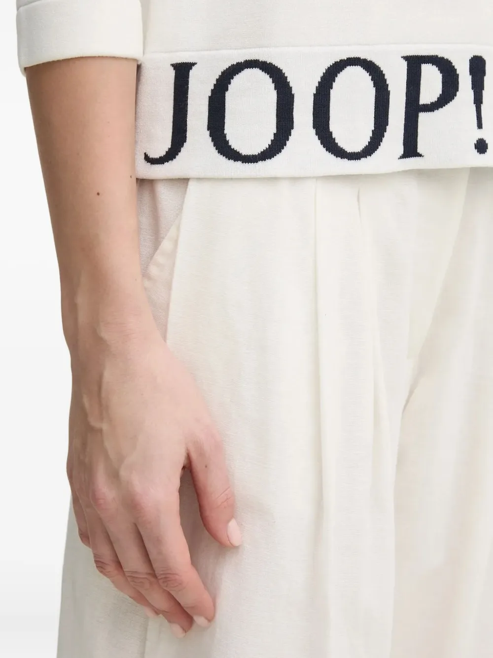 Joop! Gebreide trui met logoband Beige