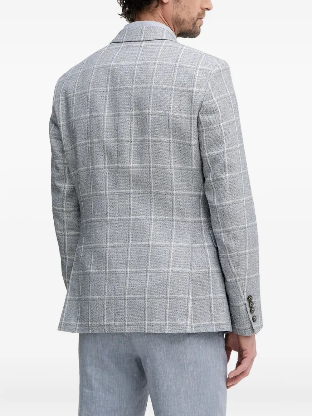 Joop! Geruite blazer met knopen - Grijs