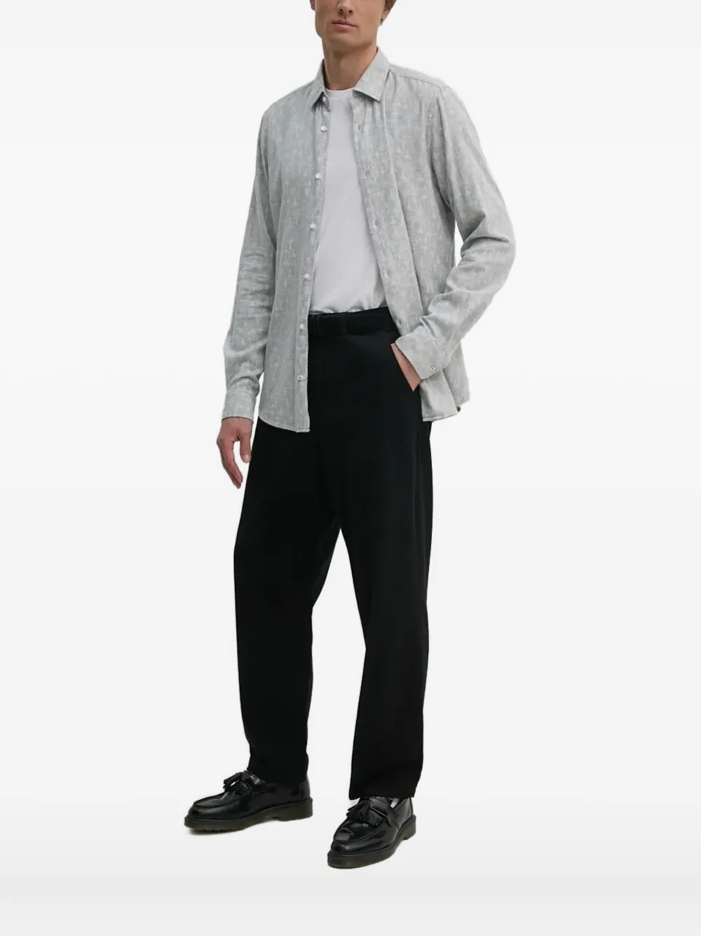 Joop! patterned long-sleeved shirt Grijs
