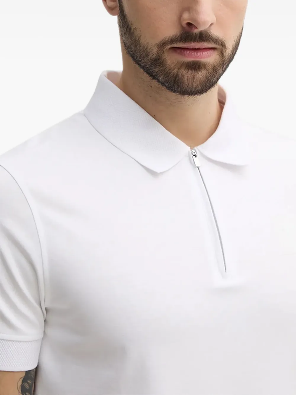 Joop! Brizio poloshirt met ritshals Wit