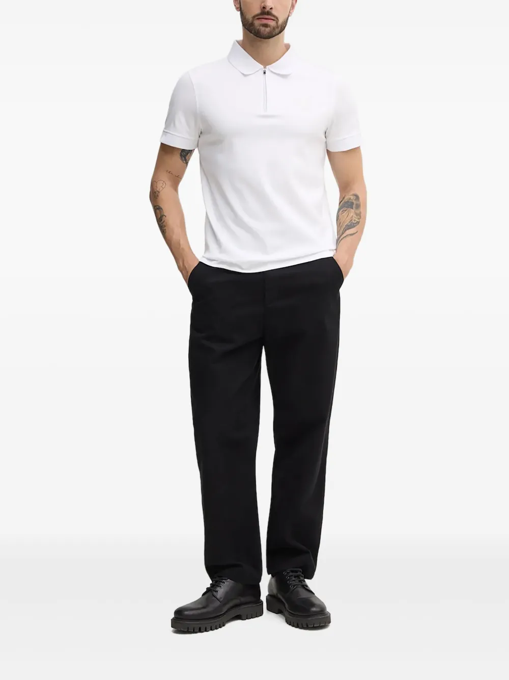 Joop! Brizio zip-neck polo shirt | White | Image 1