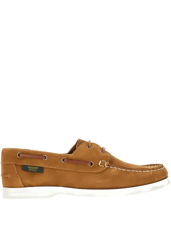 ベージュ スエード デッキシューズ