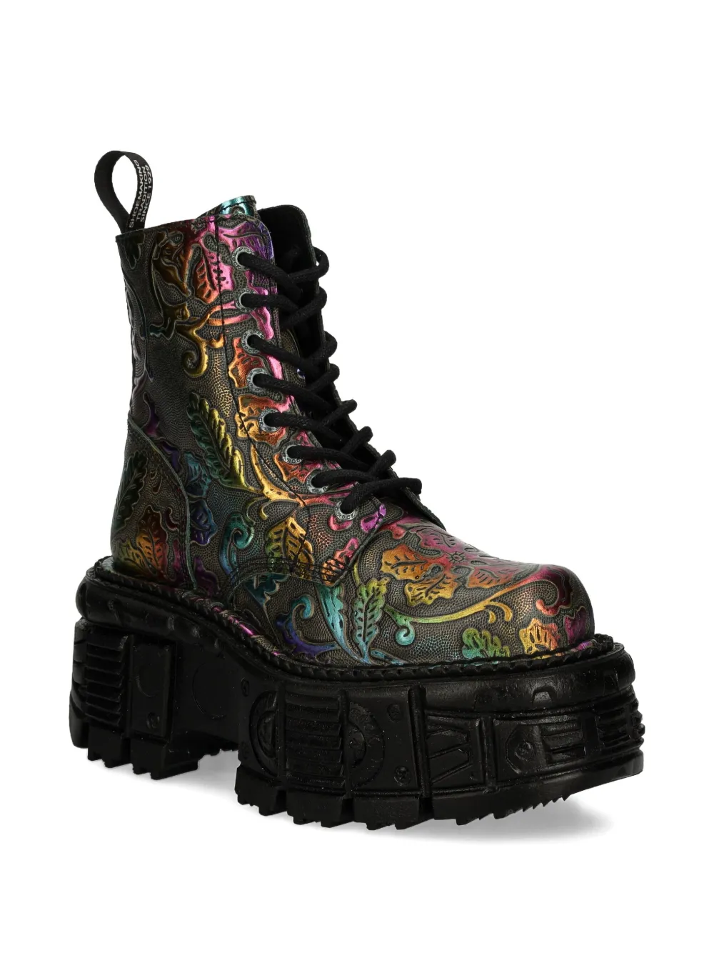 NEW ROCK 60mm floral-print platform boots Black