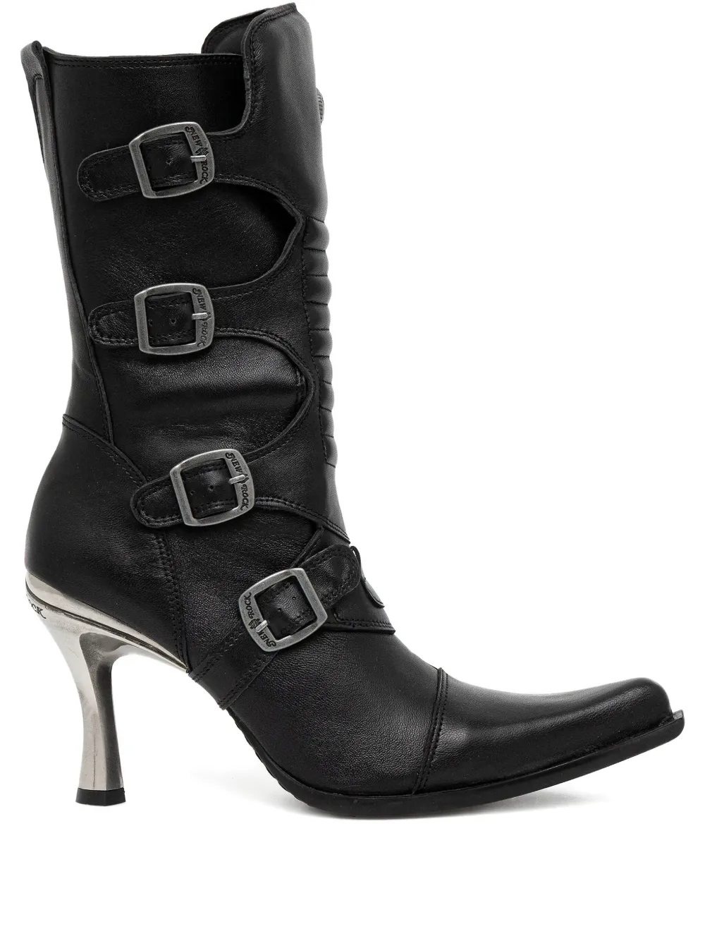 NEW ROCK 100mm buckle-detail pointed-toe boots | Black | Image 1