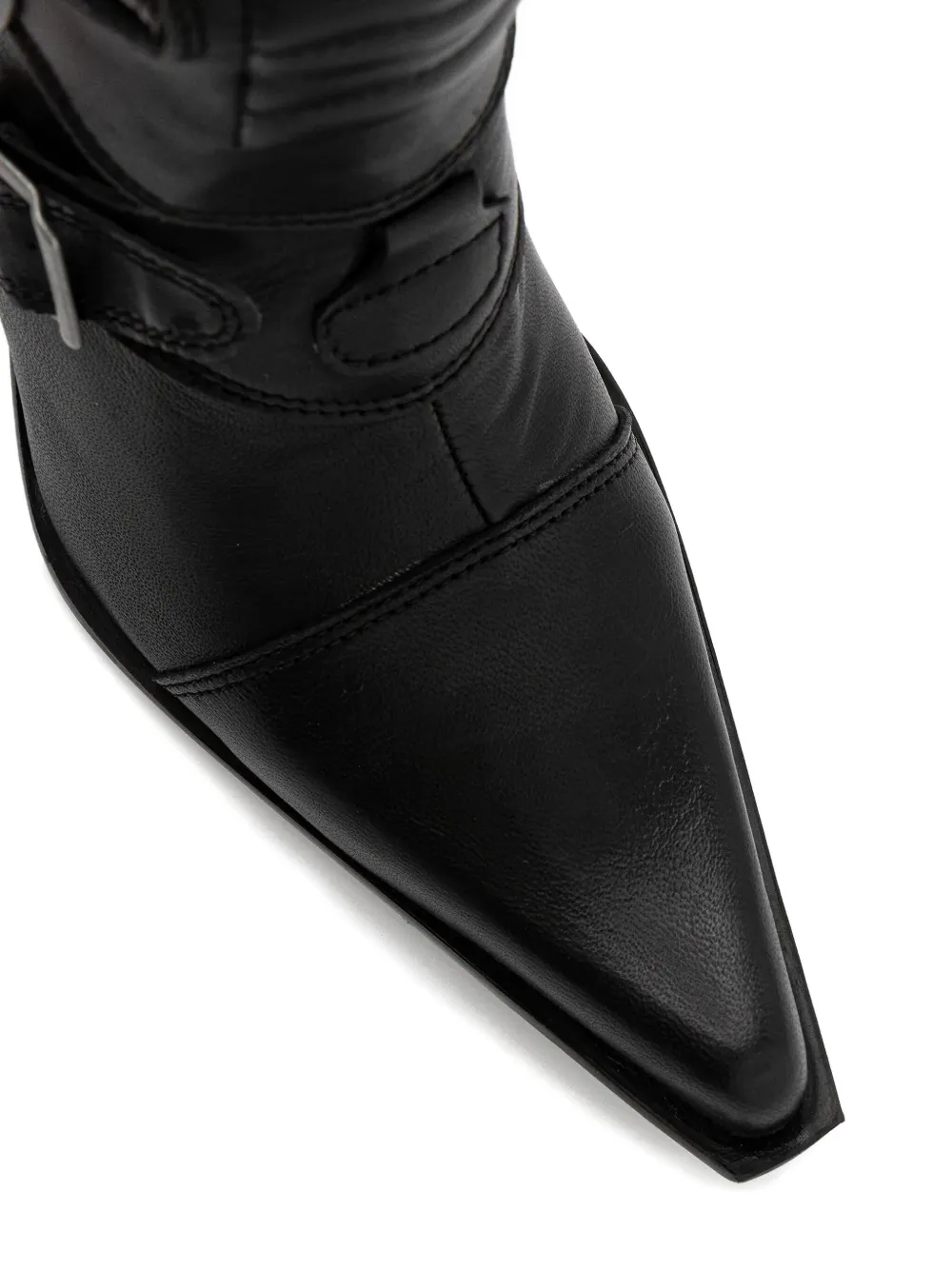 NEW ROCK 100mm buckle-detail pointed-toe boots Black