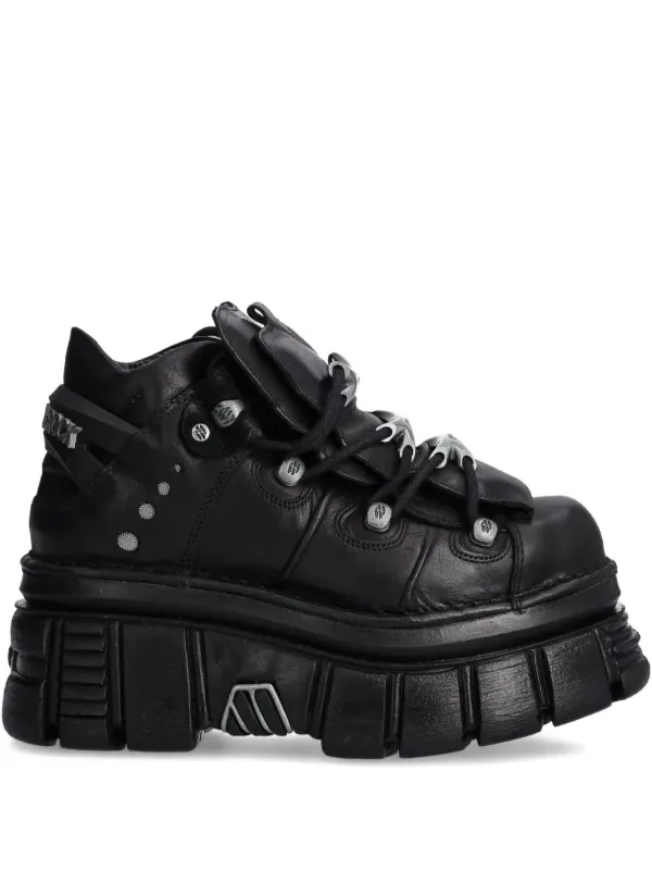 NEW ROCK lace-up Platform Sneakers Black FARFETCH TH