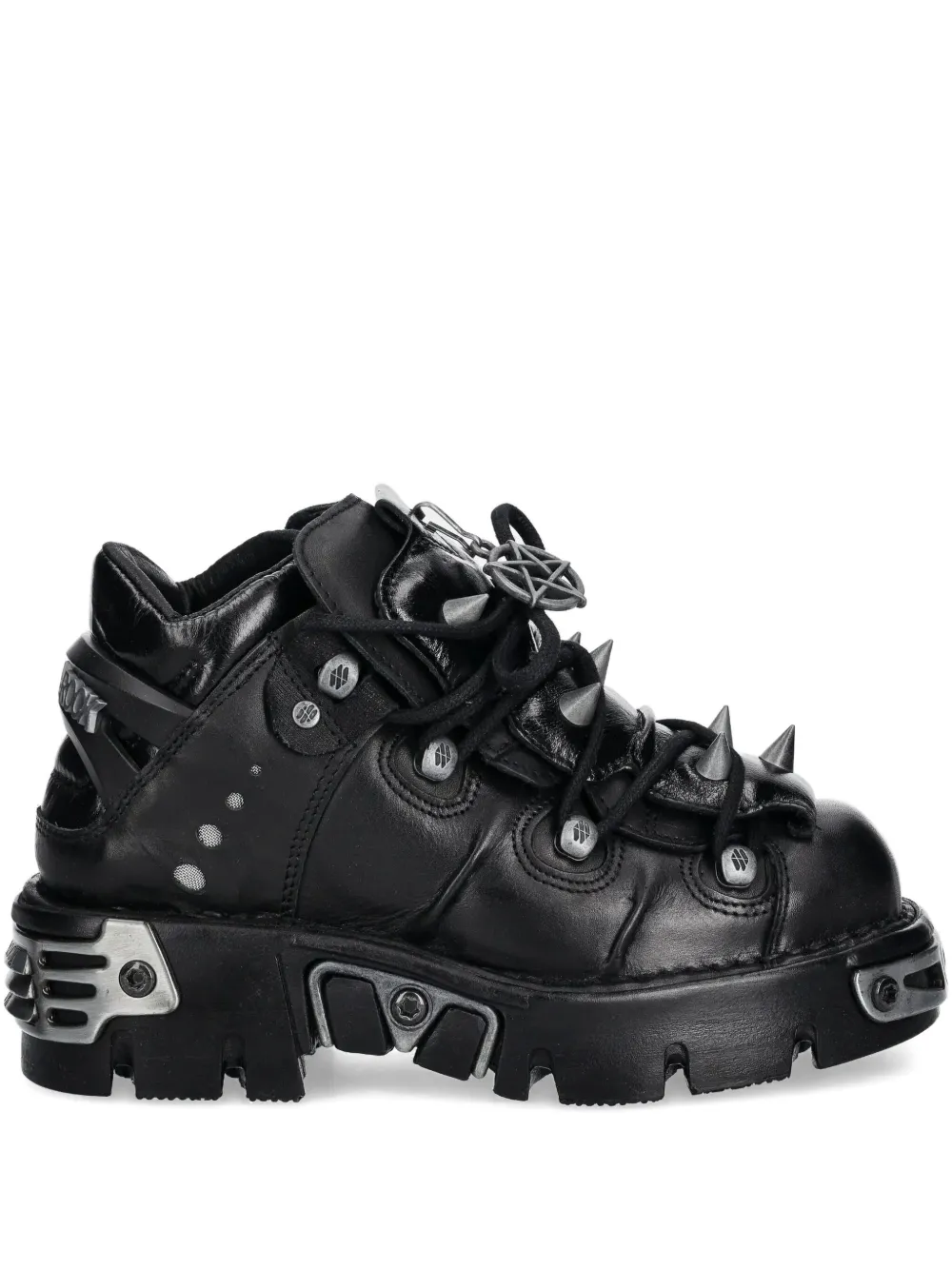 NEW ROCK lace-up stud-details sneakers | Black | Image 1