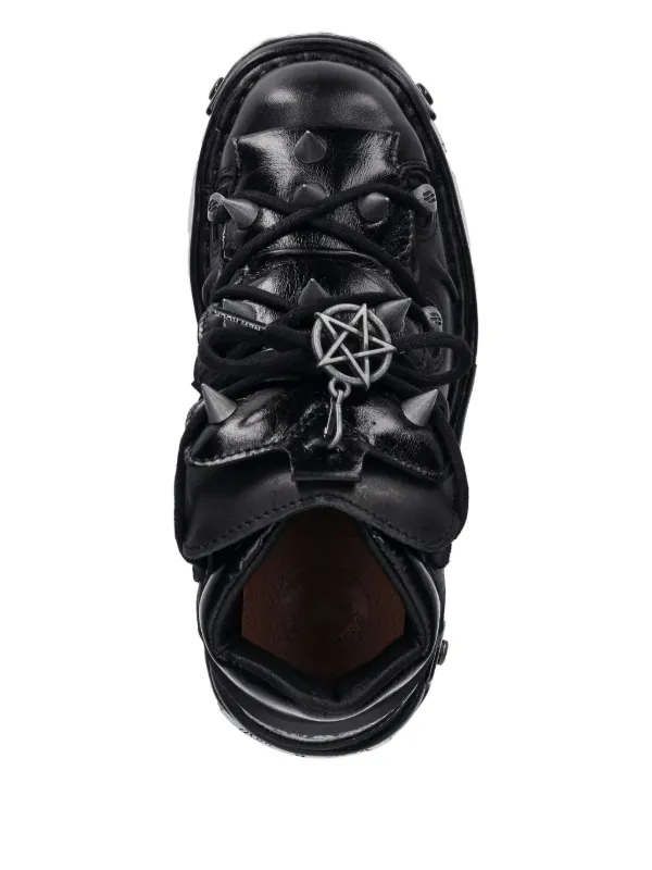 NEW ROCK レースアップ スタッズトリム スニーカー | ブラック