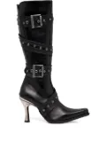 NEW ROCK buckle-detail pointed-toe boots - Black