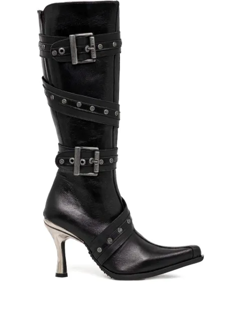 NEW ROCK buckle-detail pointed-toe boots
