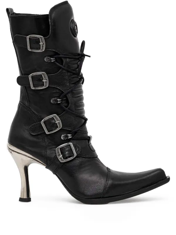 NEW ROCK バックルヒール ブーツ | ブラック | FARFETCH JP