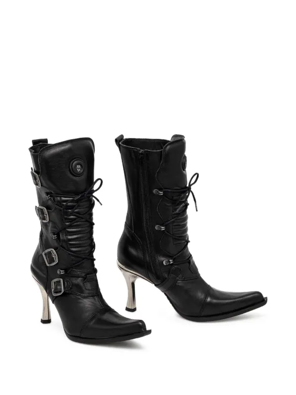 NEW ROCK バックルヒール ブーツ | ブラック | FARFETCH JP