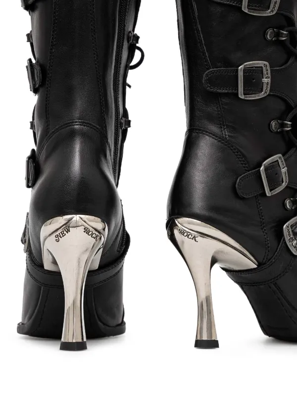 NEW ROCK ヒールブーツ NEW ROCK バックルヒール ブーツ | ブラック | FARFETCH JP