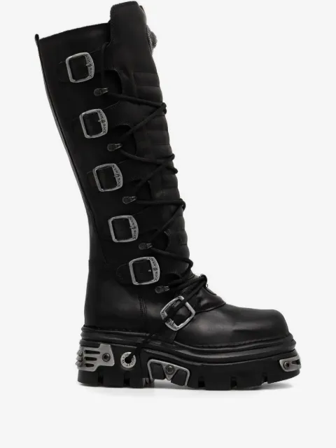 NEW ROCK 70mm Reactor buckled knee-high boots