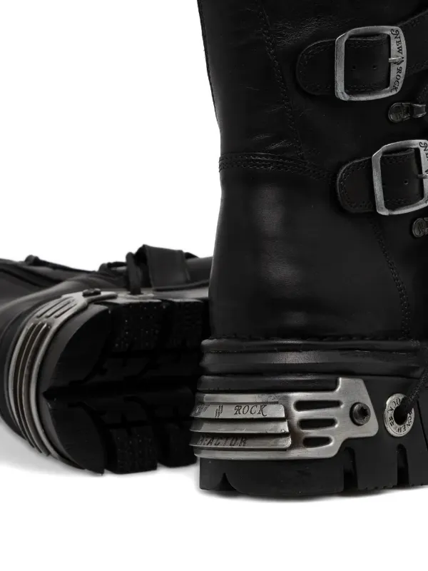 NEW ROCK 70mm Reactor Buckled knee-high Boots | Black | FARFETCH