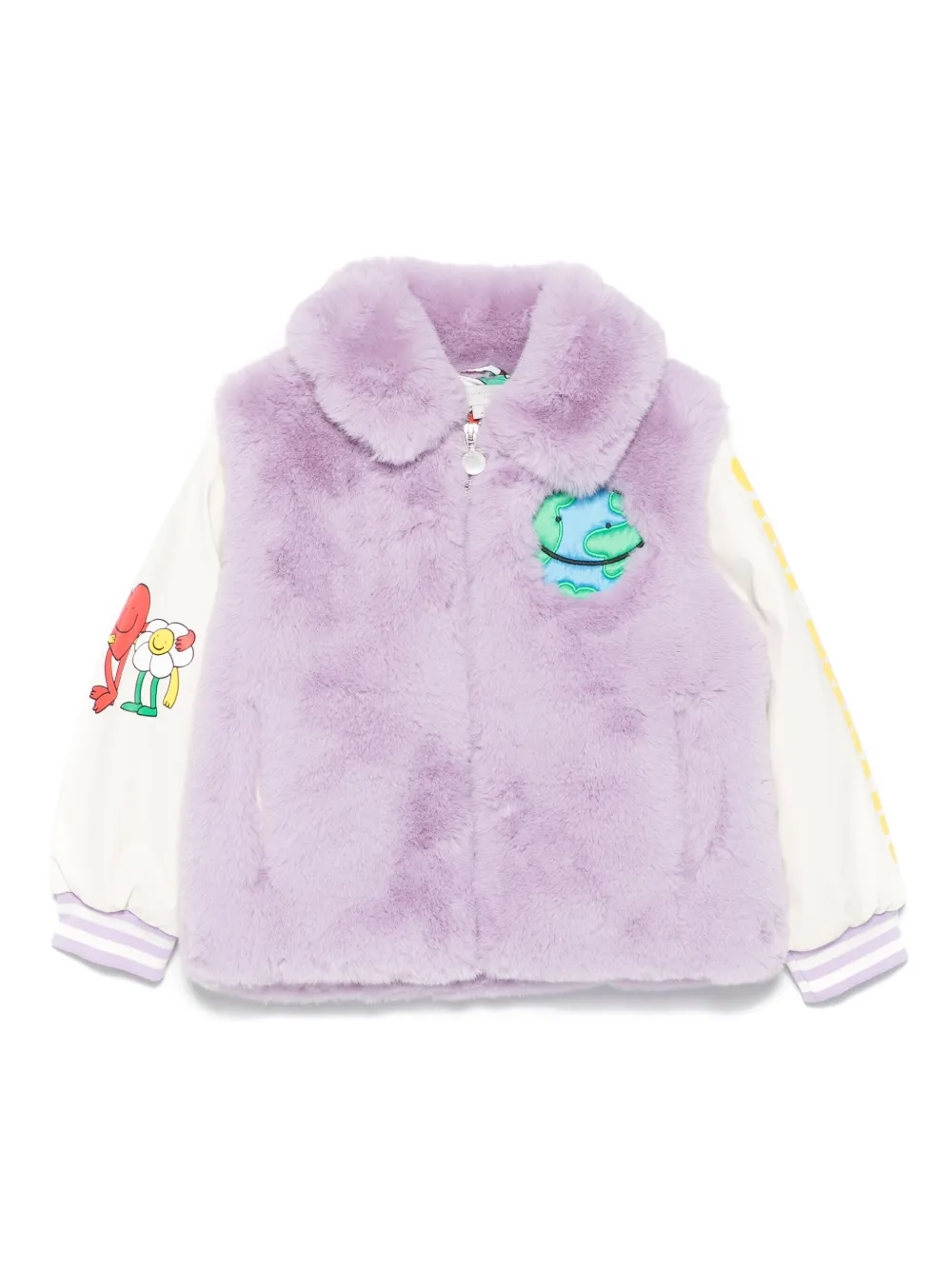 Stella McCartney Kids zip-up faux fur jacket Paars