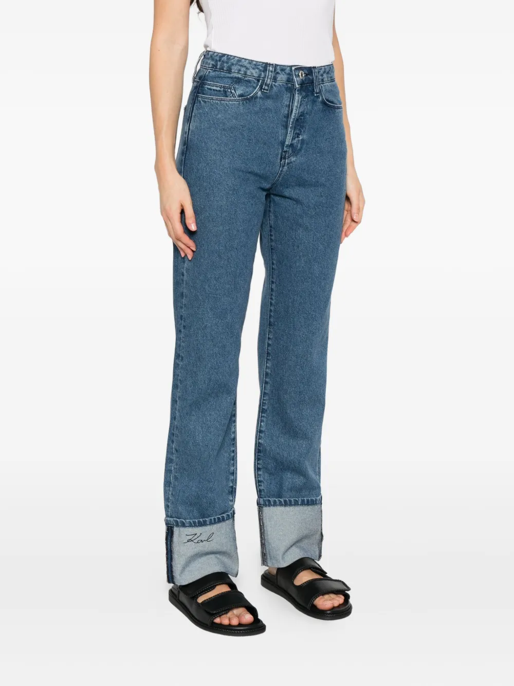 Karl Lagerfeld Jeans met omgeslagen pijpen Blauw