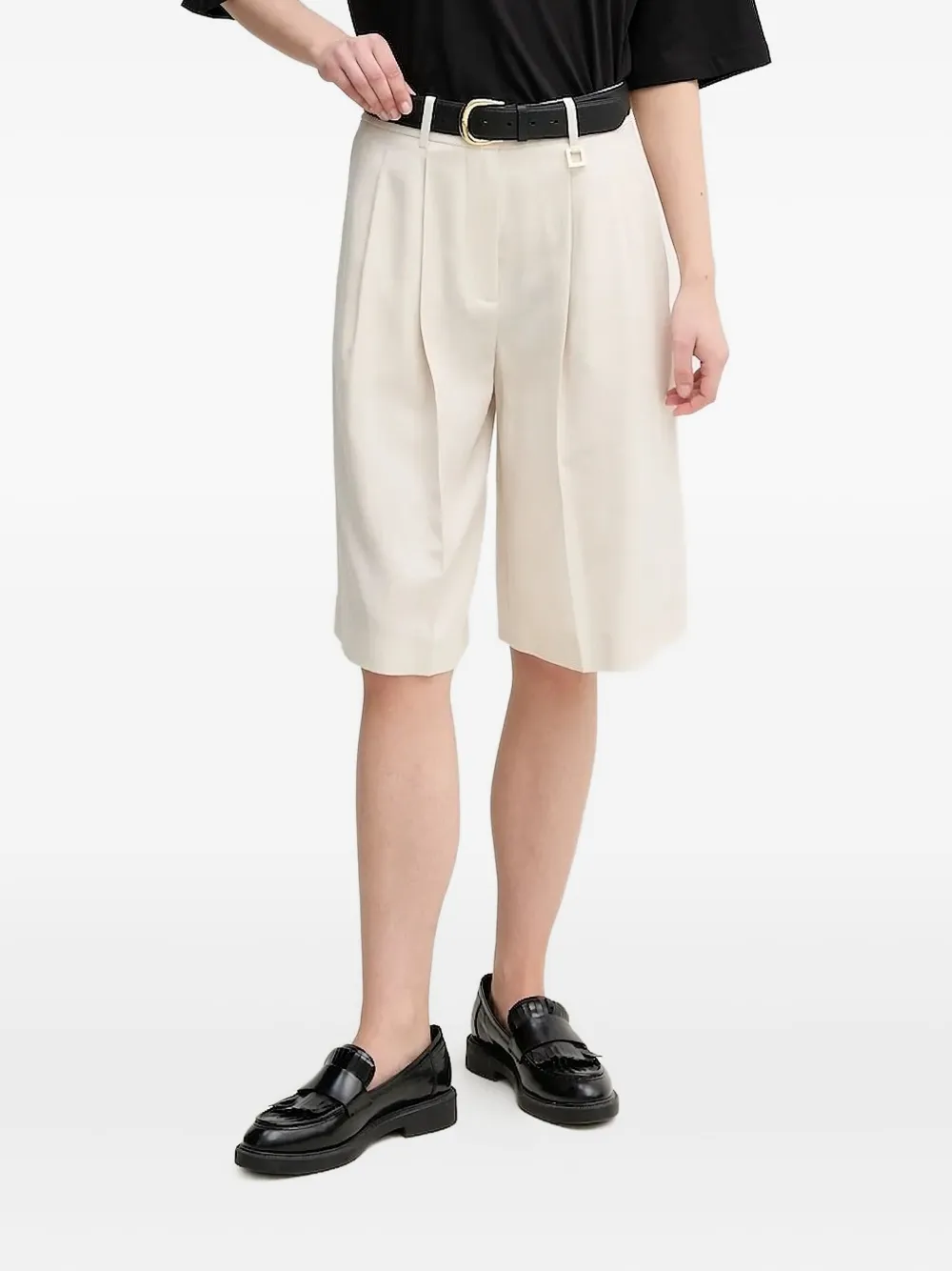 Joop! pleated-front logo shorts Beige