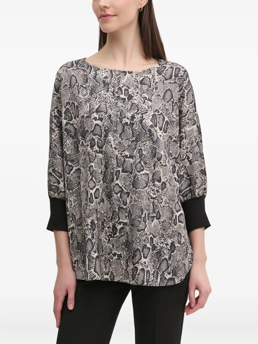 Joop Bluse Mit Schlangenleder-print In Gray