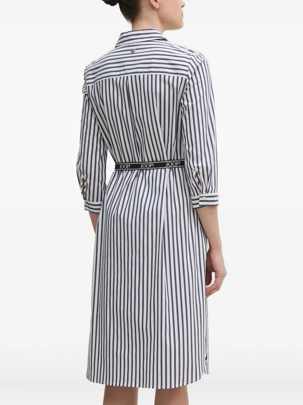 Joop! Gestreepte blousejurk met ceintuur - Wit