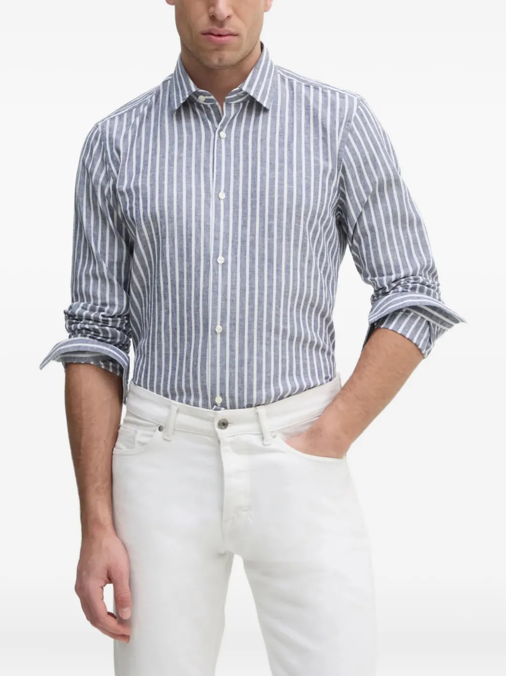 Joop! striped cotton-linen shirt | Grey | Image 1