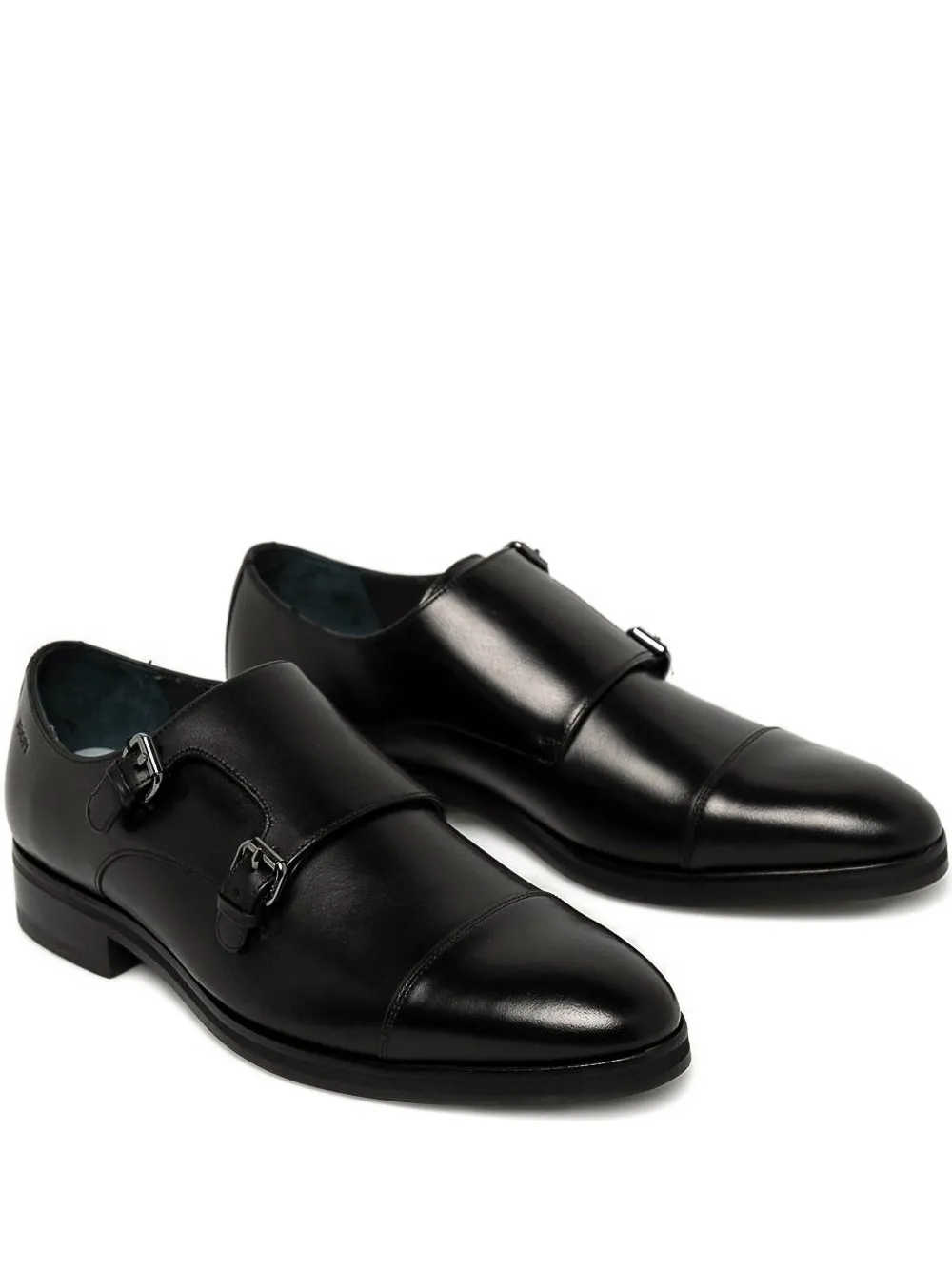 Joop Double-buckle Leather Monk Shoes In Black