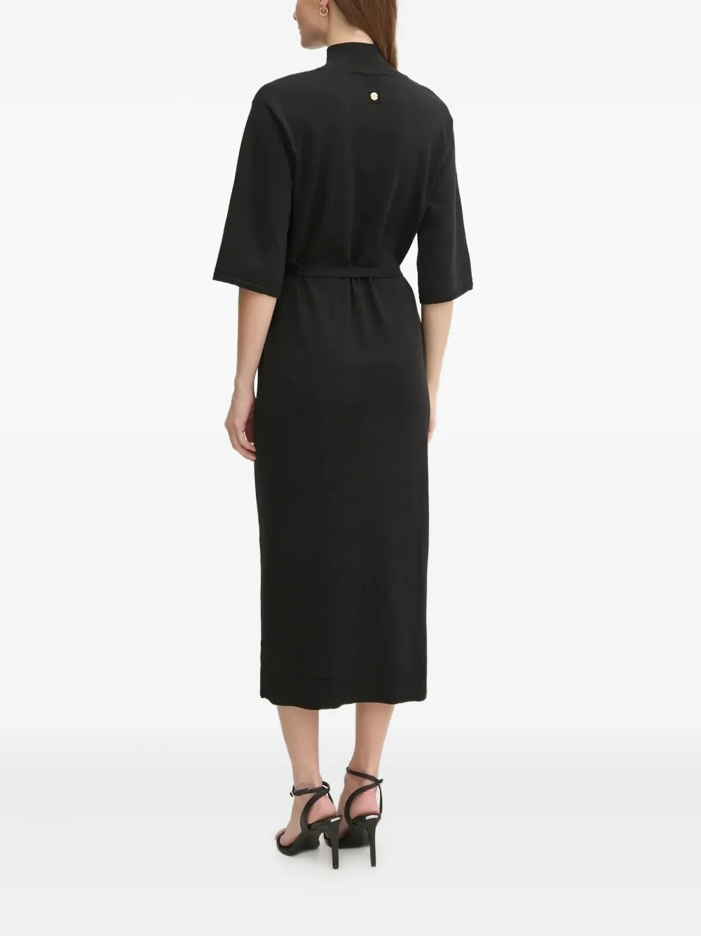 Joop! Klea midi-jurk met gedrapeerde hals - Zwart