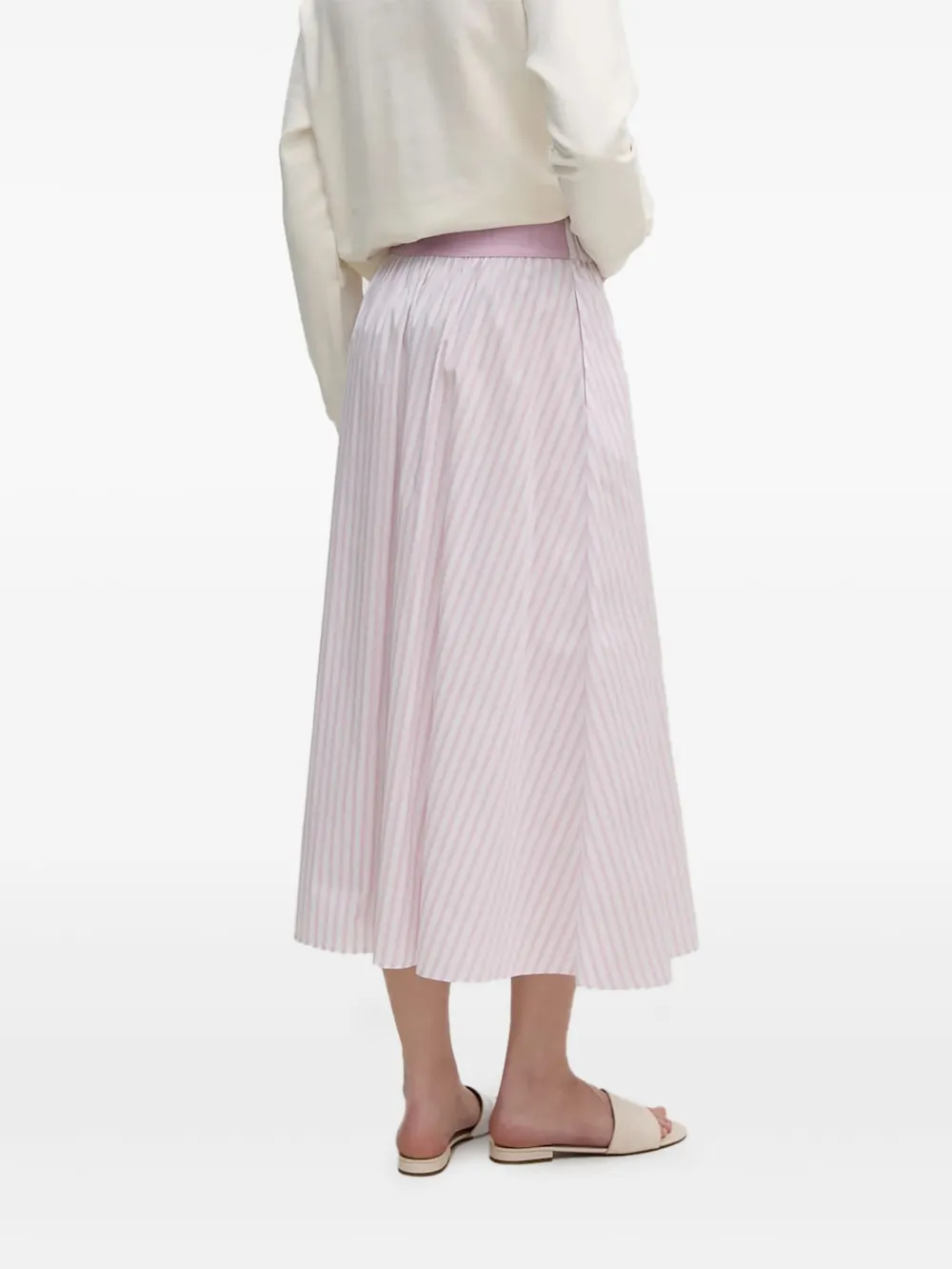 Joop! Gestreepte midi-rok met elastische taille - Roze
