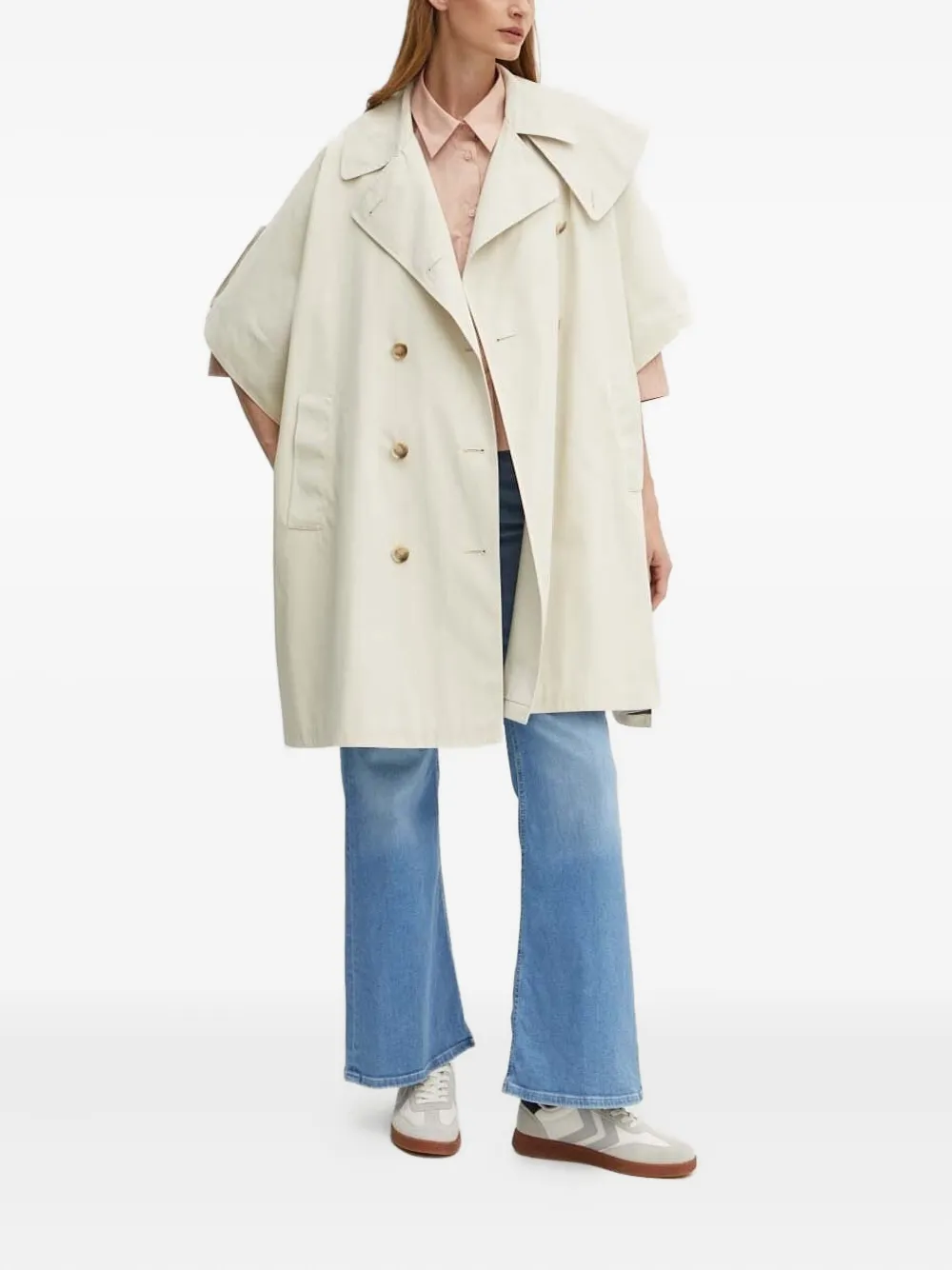 Joop! Cape met dubbele rij knopen Beige