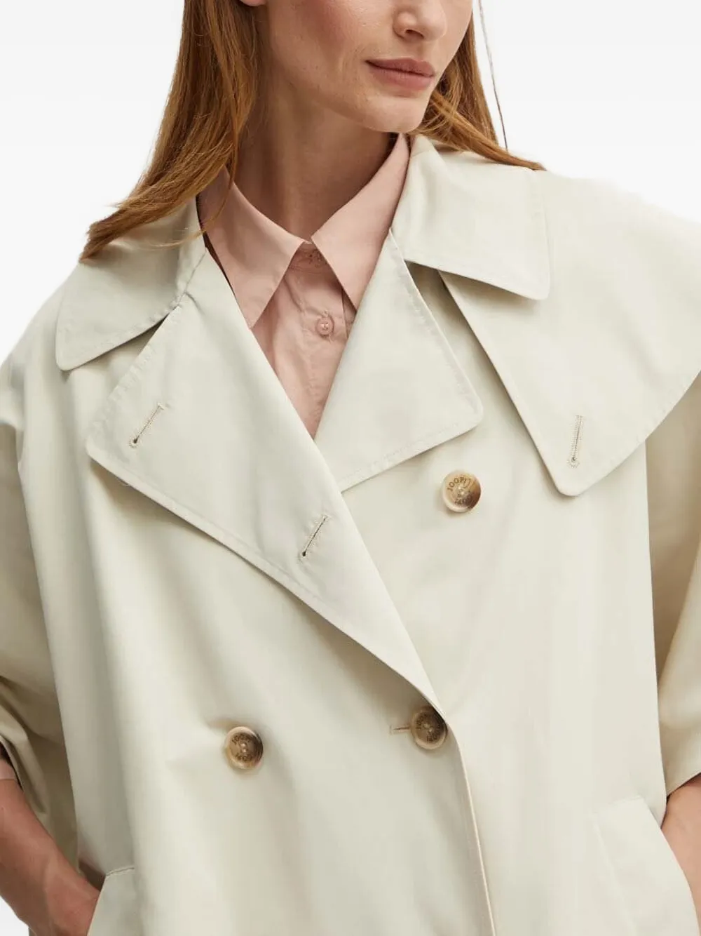 Joop! Cape met dubbele rij knopen Beige