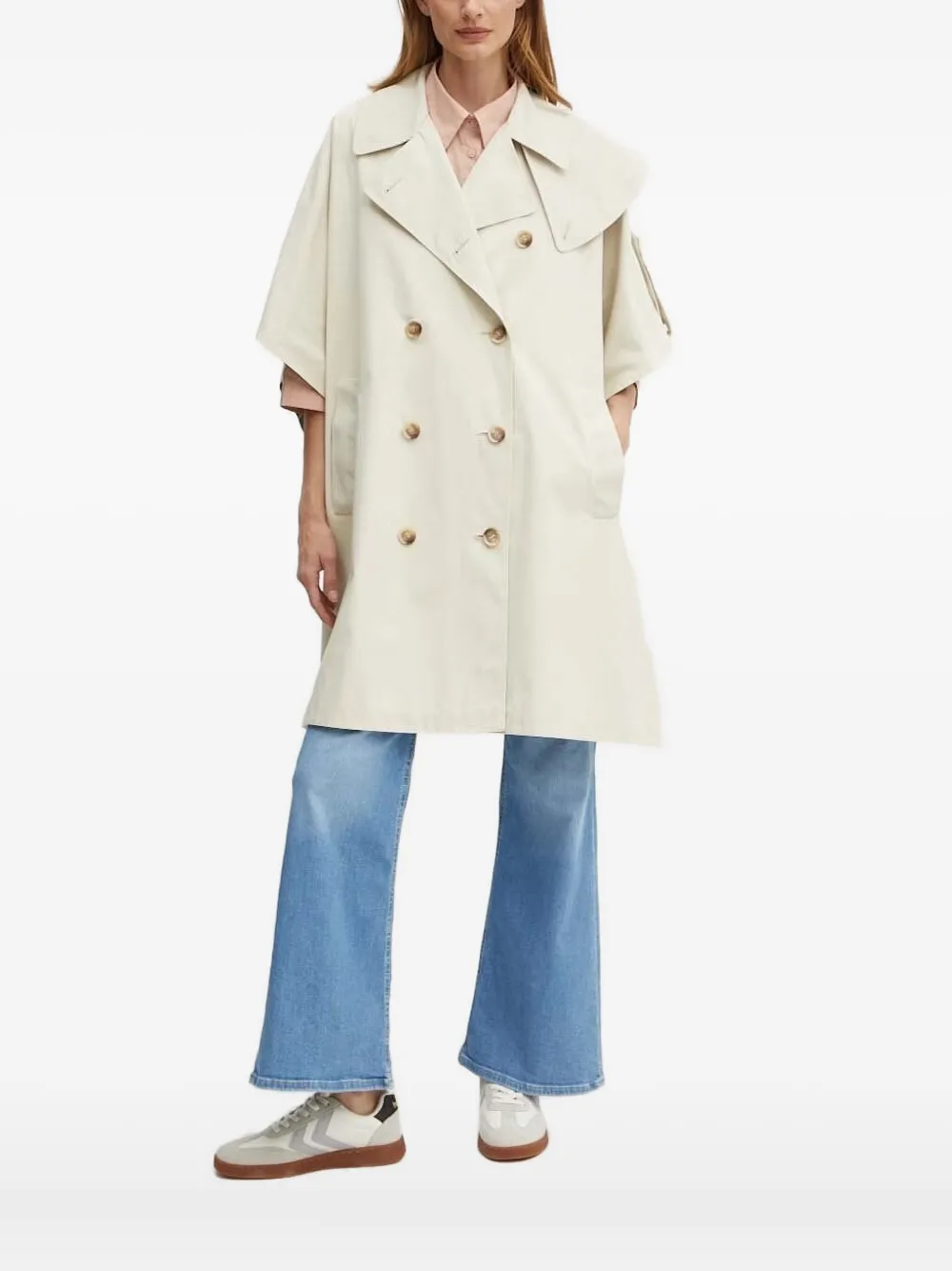Joop Double-breasted Cape In White