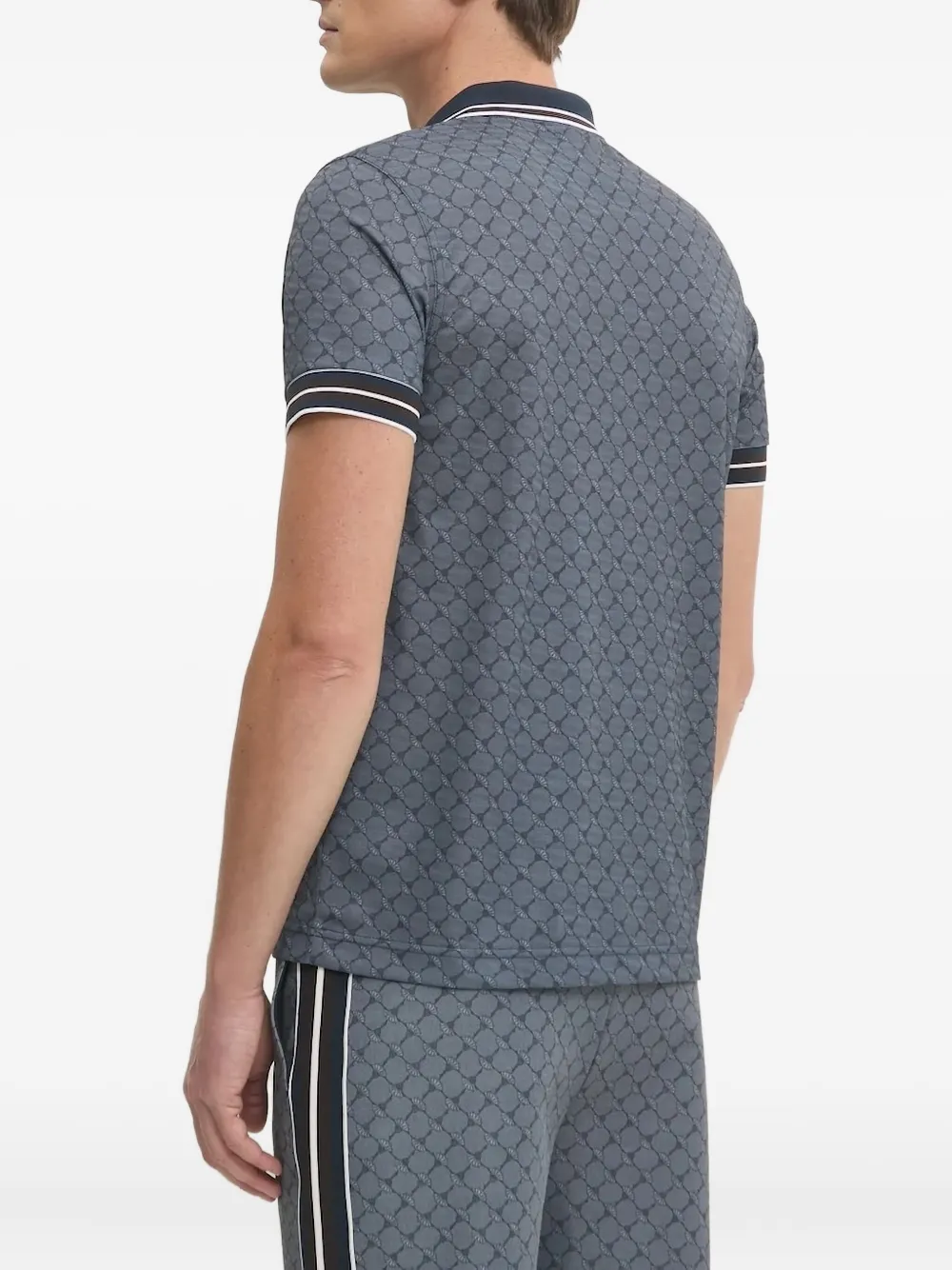 Joop Talon Cornflower Patterned Tipped Polo Shirt In Blue