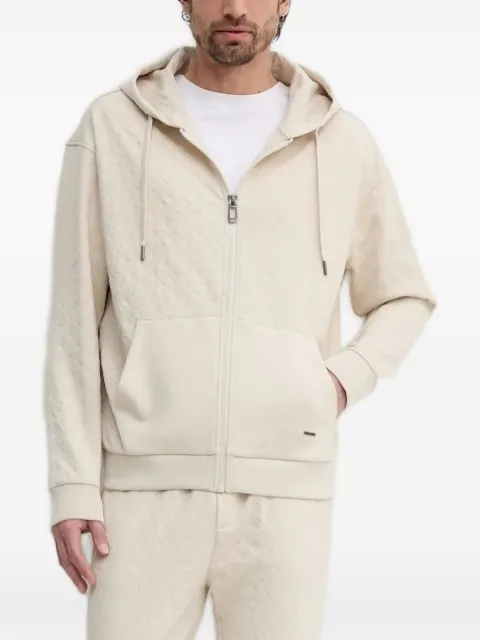 Joop! embossed-pattern zip-up hoodie