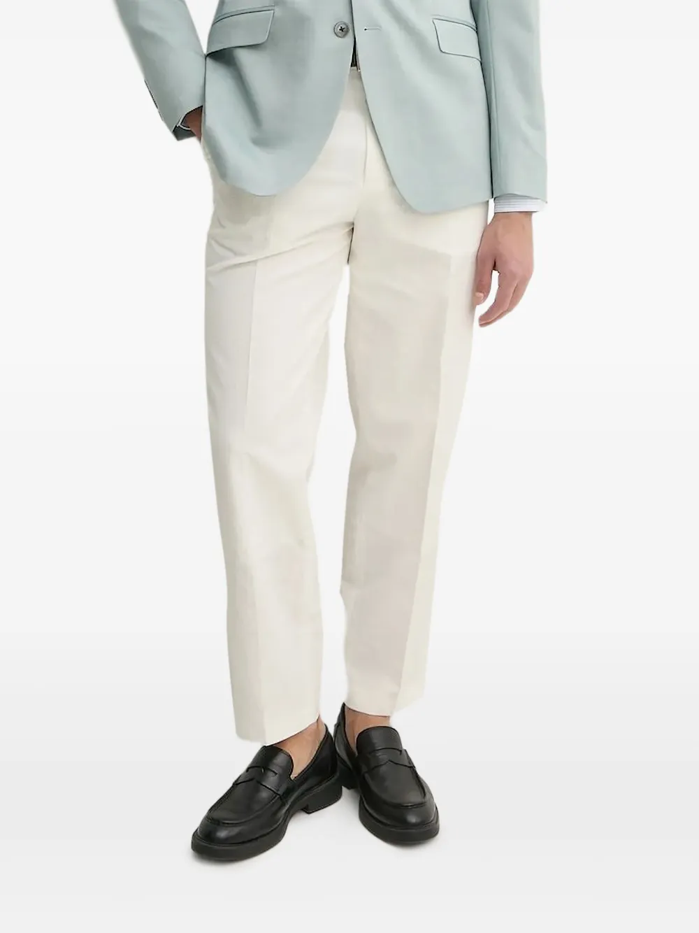 Joop Stretch Wool Flower Lapel Blazer In White