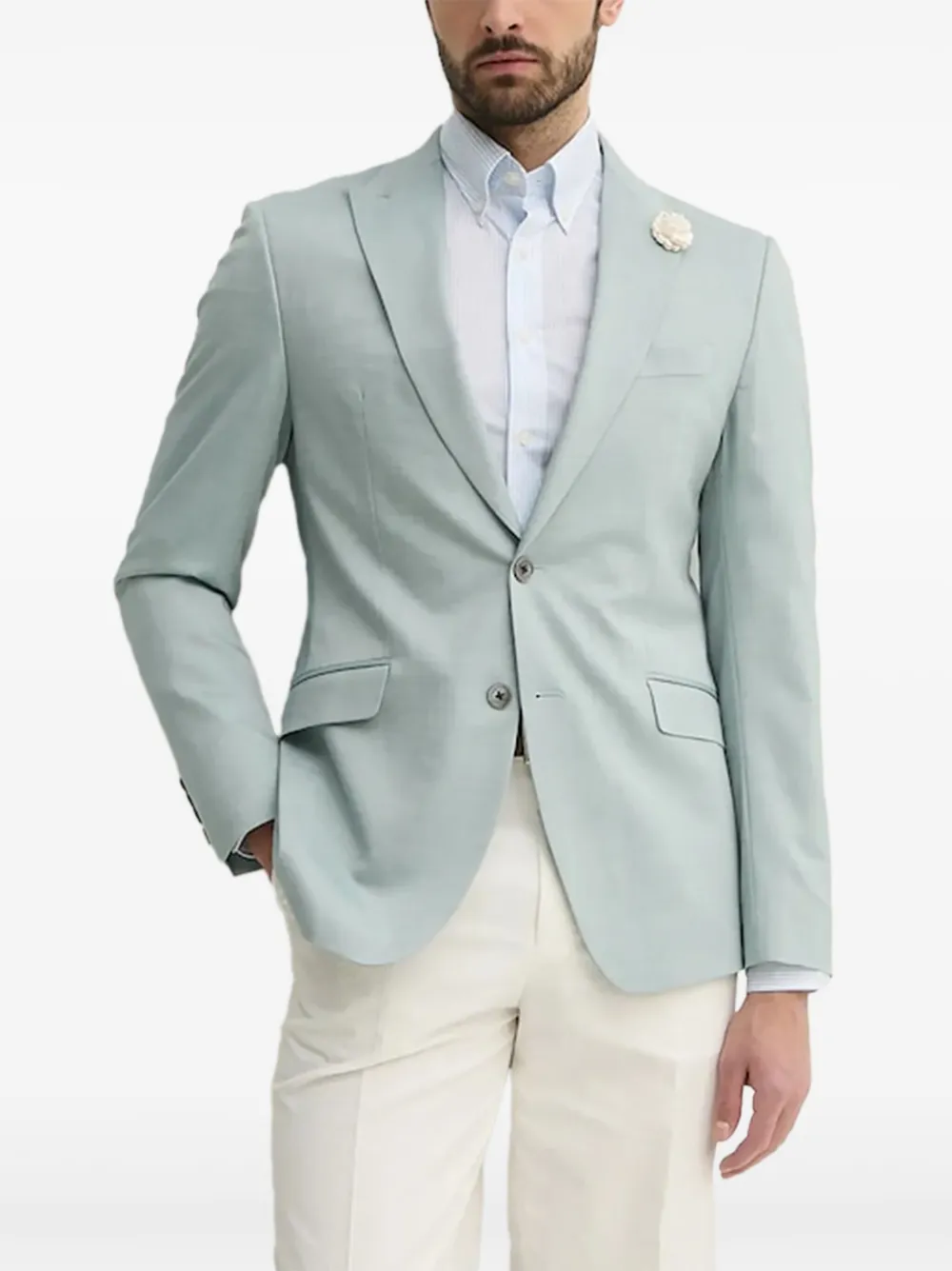 Joop! stretch wool flower lapel blazer Blauw
