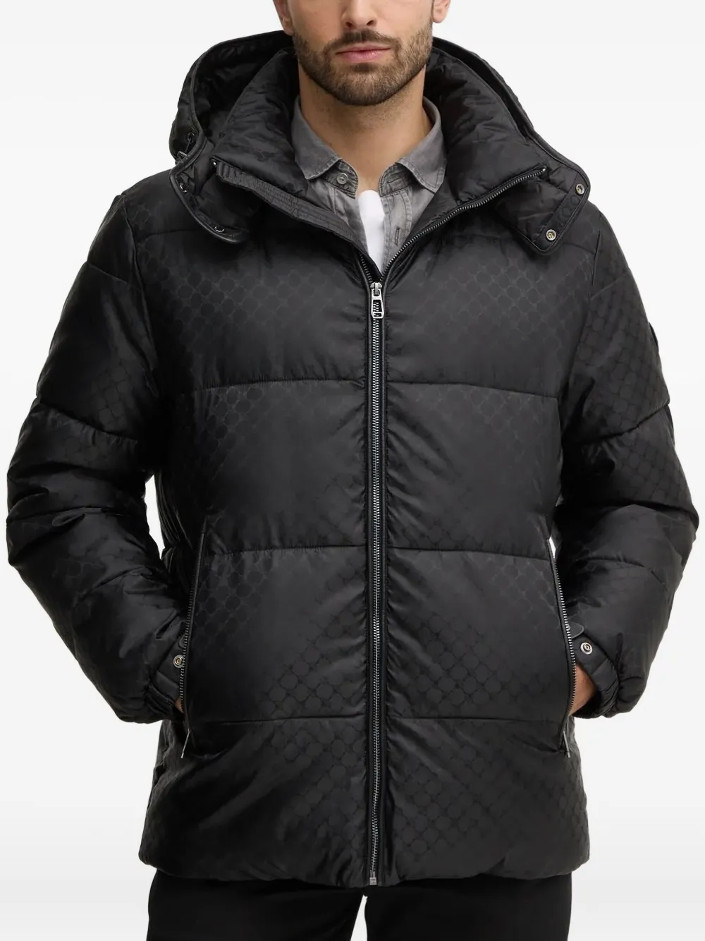 Joop! Gewatteerd jack met monogram Zwart