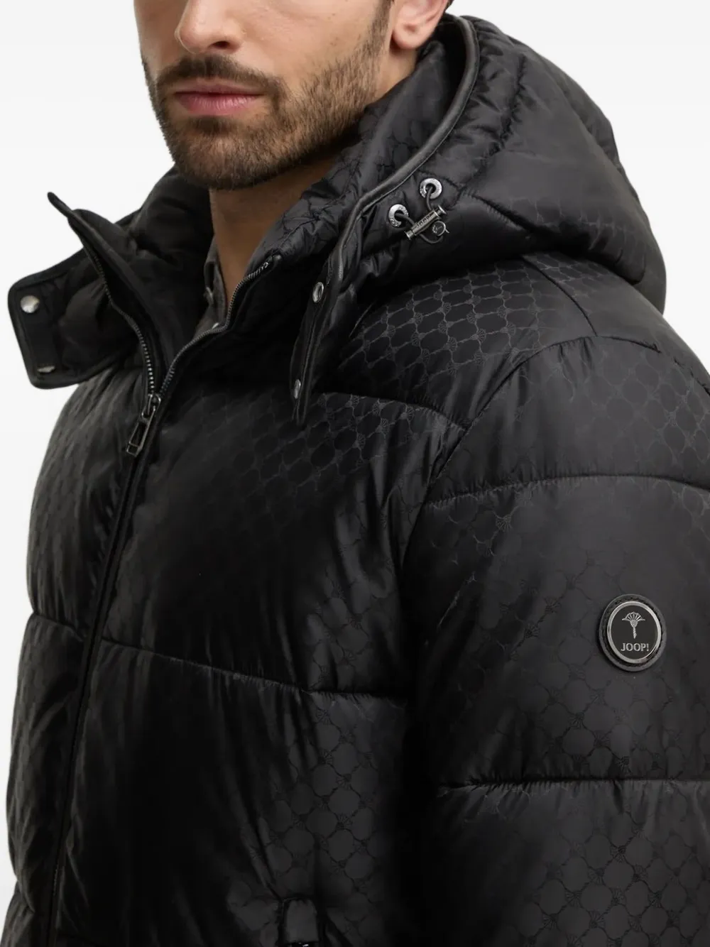 Joop! Gewatteerd jack met monogram Zwart