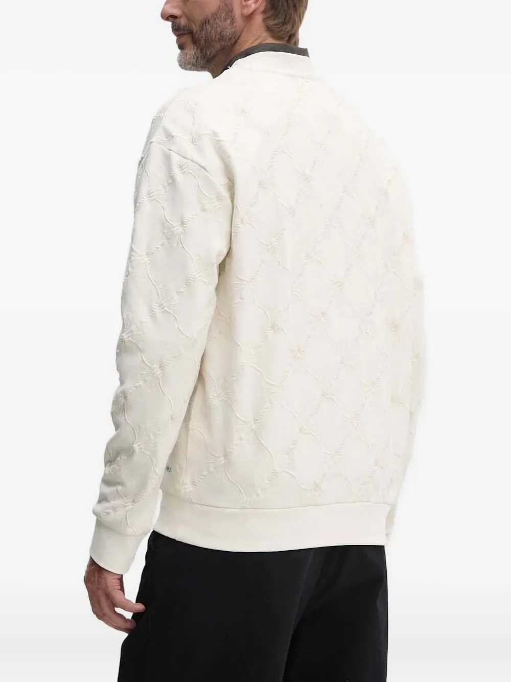 Joop! Trui met bloemenprint en reliëf - Wit