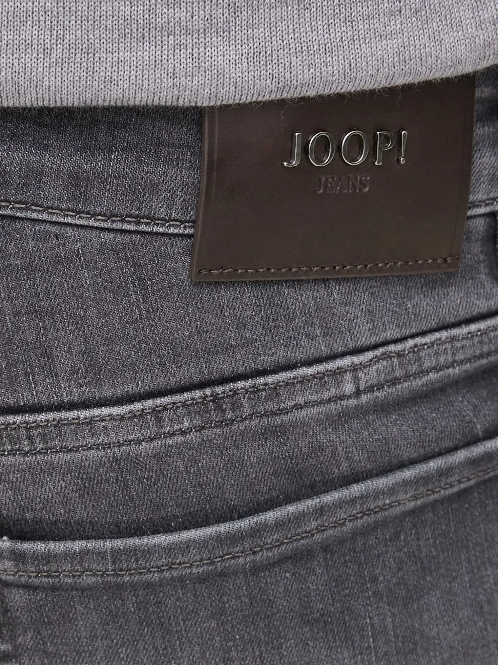 Joop! Jeans met leren patch Grijs