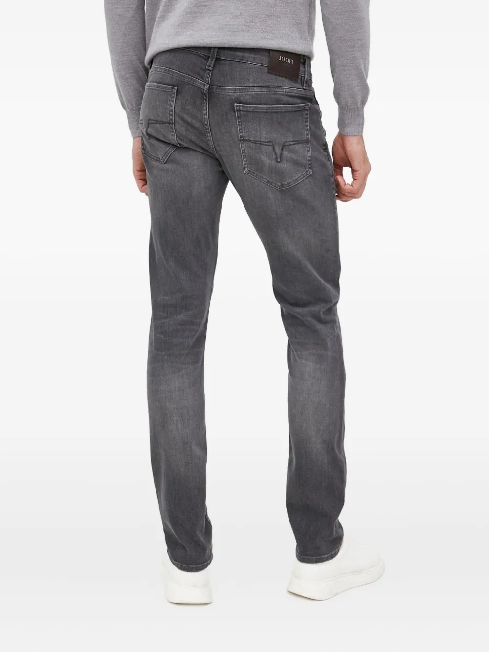 Joop! Jeans met leren patch - Grijs