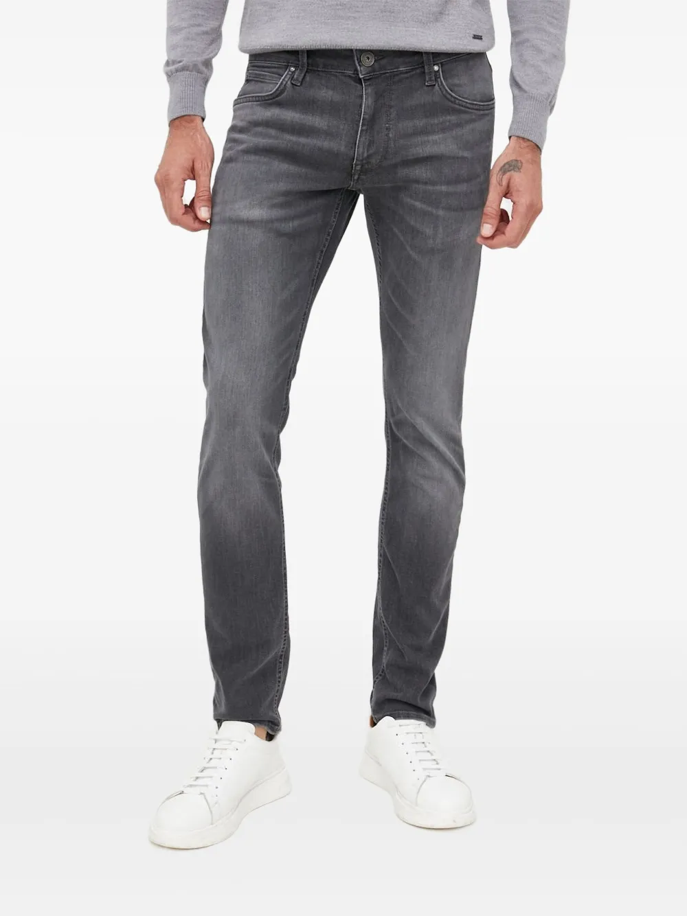 Joop Leather-patch Jeans In Gray