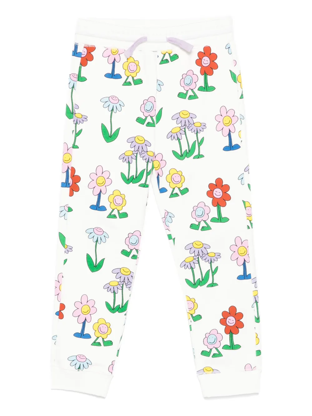 Stella McCartney Kids Broek met trekkoord en bloe print Wit