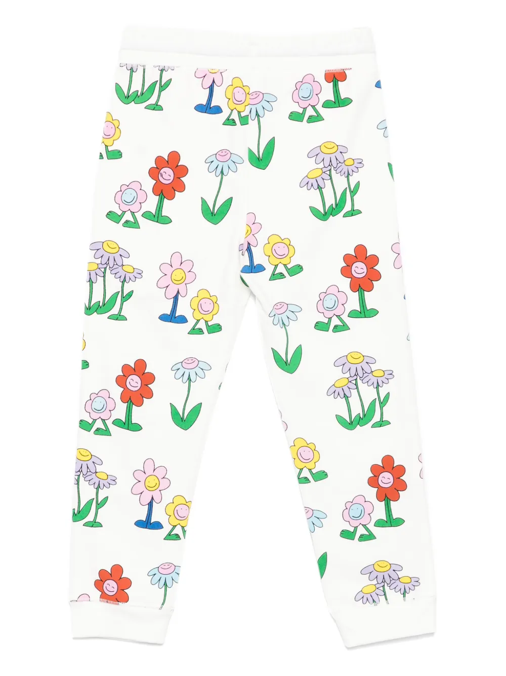 Stella McCartney Kids Broek met trekkoord en bloemenprint Wit