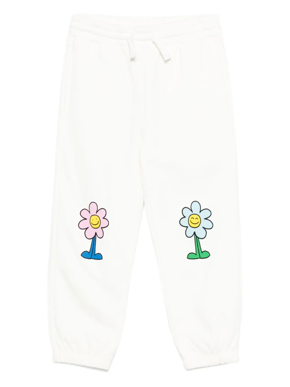 Stella McCartney Kids Broek met bloe print en trekkoord Wit