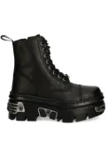 NEW ROCK lace-up platform combat boots - Black