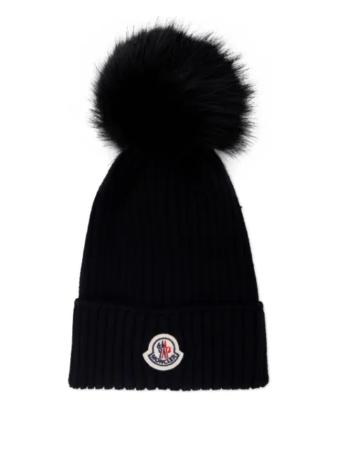 Moncler Enfant bonnet en maille côtelée à pompon