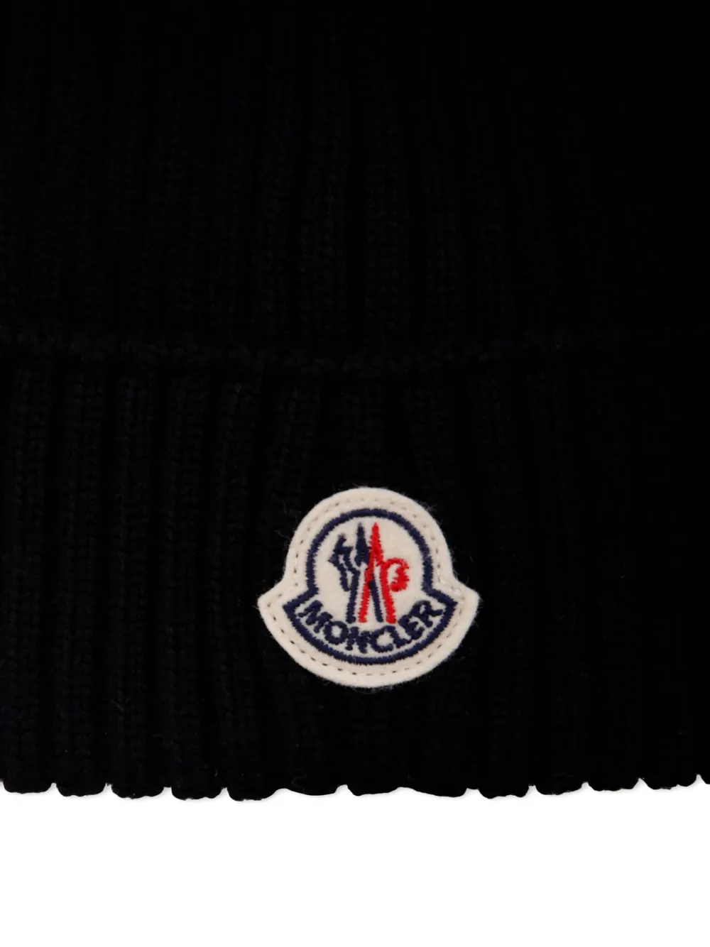 Moncler Enfant Ribgebreide muts met pompon Zwart